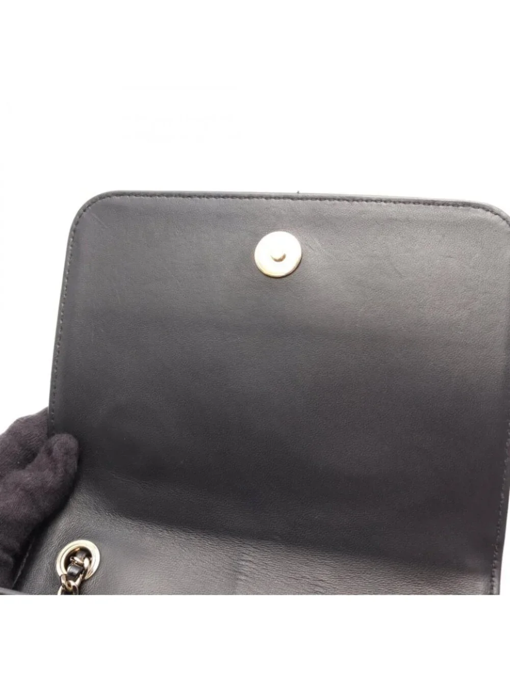 Chanel Shoulder Bag CC Logo Full Flap Black Lambskin CC Small Chain